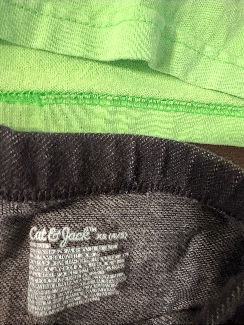 Neon Green Kids T‑Shirt and Jean biker shorts